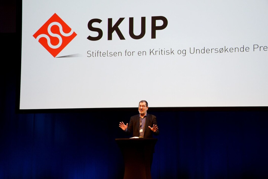 Sjefredaktør Stephen Engelberg i ProPublica under åpningen av SKUP i Tønsberg 31. mars 2017. Sjefredaktør Stephen Engelberg i ProPublica under åpningen av SKUP i Tønsberg 31. mars 2017.