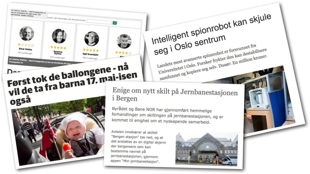 Noen av årets aprilspøker. Noen av årets aprilspøker.