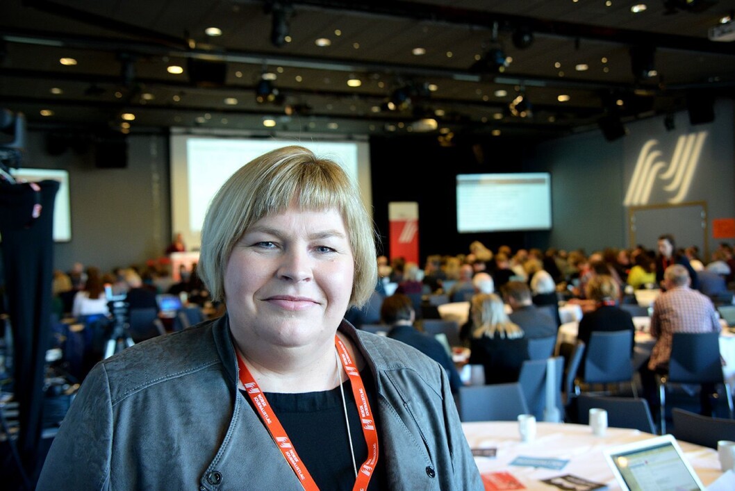 Generalsekretær Elin Floberghagen i Norsk Presseforbund under NJs landsmøte. Generalsekretær Elin Floberghagen i Norsk Presseforbund under NJs landsmøte.