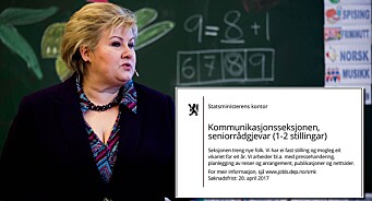 Hvor mange skrivefeil kan statsministerens kontor få plass til i én liten stillingsannonse på nynorsk?