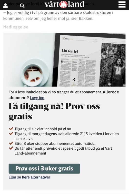 Slik møter Vårt Land deg nå - på alle saker. Slik møter Vårt Land deg nå - på alle saker.