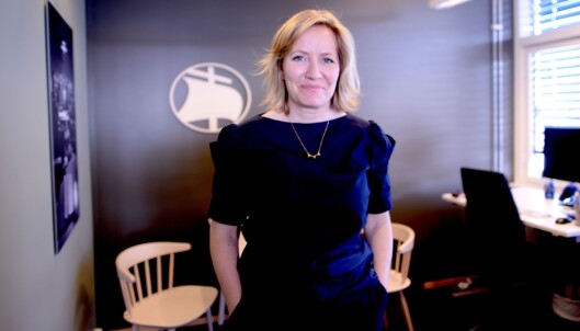 Åshild Mathisen på Vårt Lands nye og mindre redaktørkontor. Åshild Mathisen på Vårt Lands nye og mindre redaktørkontor.