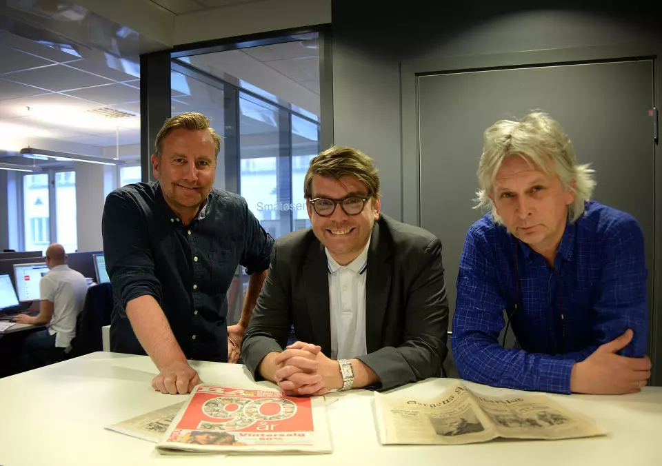 Nyhetsredaktør Rune Eriksen, sjefredaktør Sigvald Sveinbjørnsson og redaksjonssjef Kjell Eirik Mikkelsen i Bergensavisen.