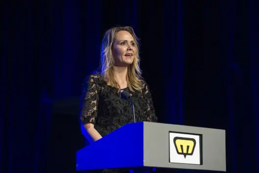 Kulturminister Linda Hofstad Helleland på Nordiske Mediedager i mai 2016. Kulturminister Linda Hofstad Helleland på Nordiske Mediedager i mai 2016.