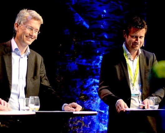 Trygve Rønningen (t.h.) blir snart kollega med Olav Sandnes i TV 2. Her fra Nordiske Mediedager for noen år siden. Trygve Rønningen (t.h.) blir snart kollega med Olav Sandnes i TV 2. Her fra Nordiske Mediedager for noen år siden.