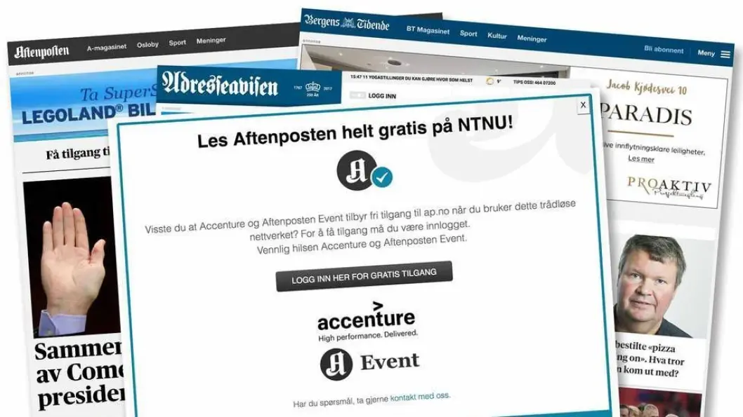 Avisene er tilgjengelig i Trondheim, Ålesund og Gjøvik, for alle som er koblet på Eduroam-nettverket. Avisene er tilgjengelig i Trondheim, Ålesund og Gjøvik, for alle som er koblet på Eduroam-nettverket.