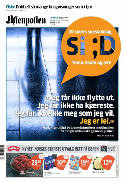 Forsiden til Aftenpostens bilag mandag 12. juni.