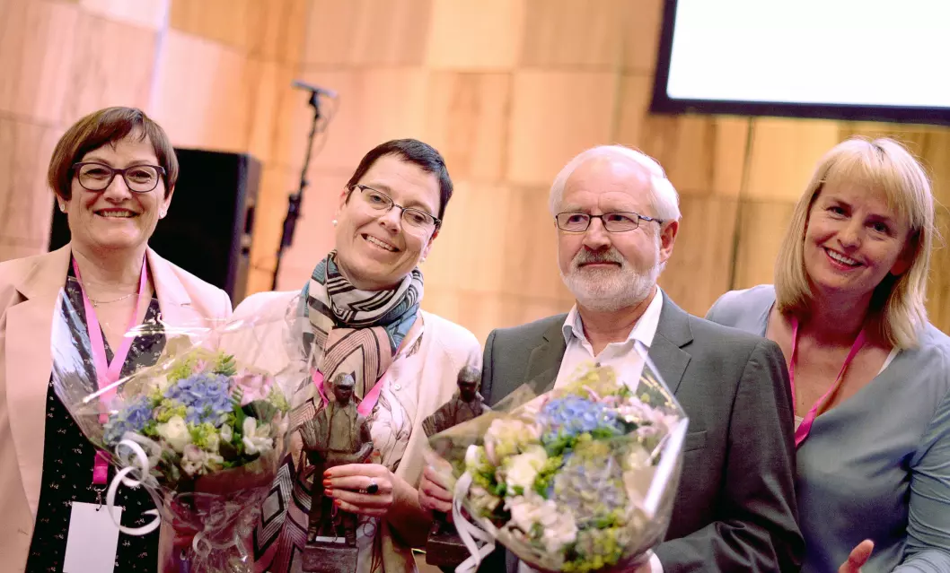 MBLs årsmøte, fra venstre: Gjenvalgt styreleder Tove Nedreberg, Mari Velsand, Gunnar Kvassheim og direktør Randi S. Øgrey.