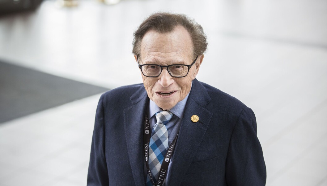 Journalist og programleder Larry King under festivalen Starmus i Trondheim. Journalist og programleder Larry King under festivalen Starmus i Trondheim.