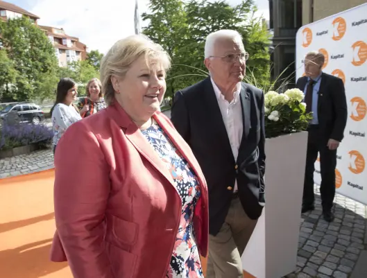 Erna Solberg - her sammen med redaktør og eier Trygve Hegnar. Erna Solberg - her sammen med redaktør og eier Trygve Hegnar.