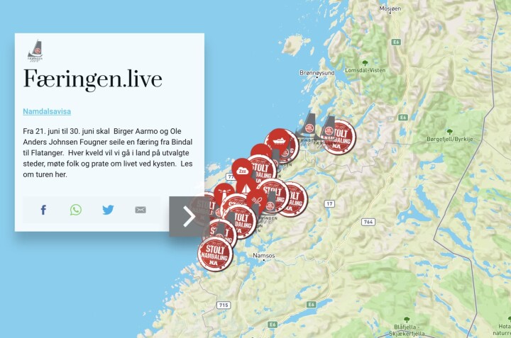 Namdalsavisa lagde et eget nettsted for prosjektet der leserne kan følge hele ruta.