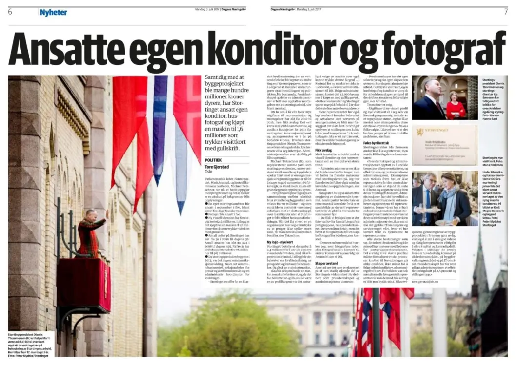 FAKTISK HELT FEIL: Faktasjekkenettstedet Faktisk.no har ettergått en av Dagens Næringsliv sine saker om Stortingets pengebruk. Faksimile FAKTISK HELT FEIL: Faktasjekkenettstedet Faktisk.no har ettergått en av Dagens Næringsliv sine saker om Stortingets pengebruk. Faksimile