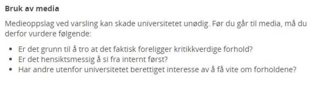 Faksimile fra Universitetet i Stavangers nettsider som nå er endret. Faksimile fra Universitetet i Stavangers nettsider som nå er endret.