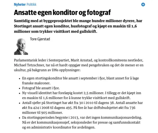Faksimile fra Dagens Næringsliv sin sak om makroner. Faksimile fra Dagens Næringsliv sin sak om makroner.