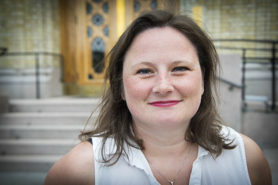 Journalist Marie Melgård i VG utenfor Stortinget.