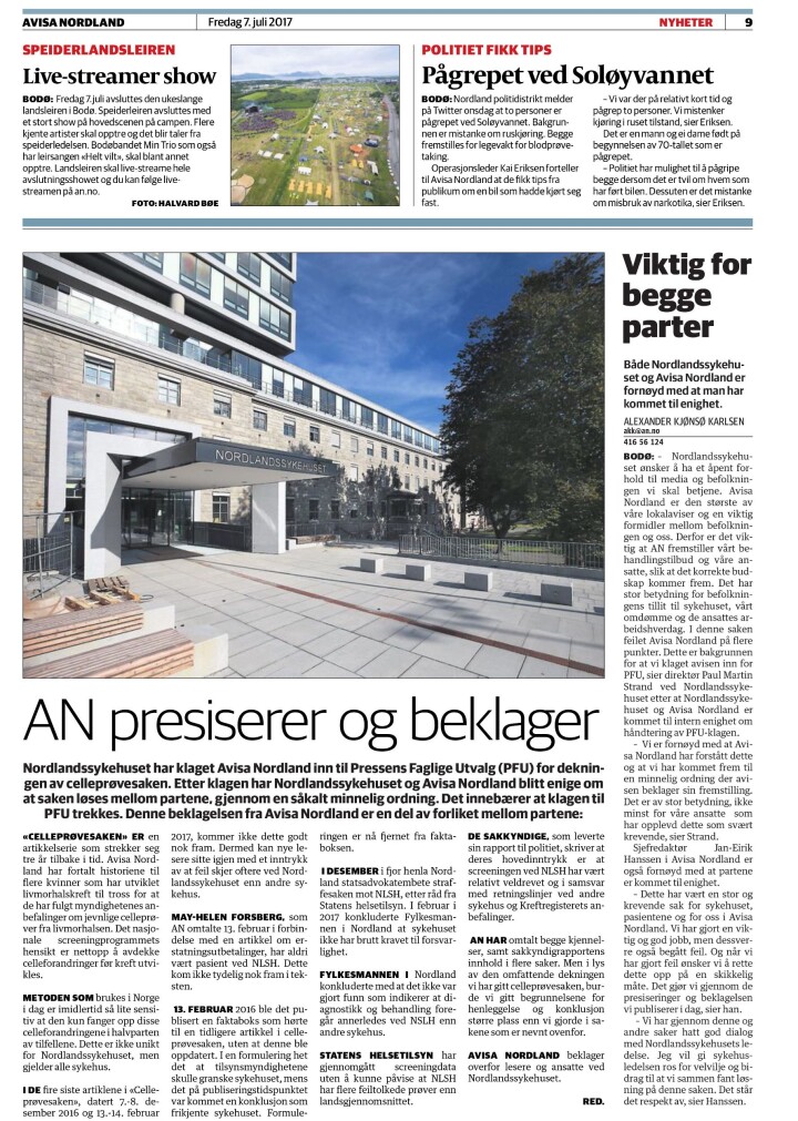 ANs beklagelse på nesten en hel side.
