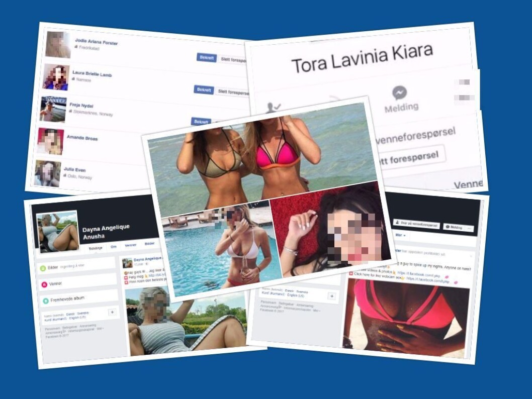 Facebook drukner i falske profiler med profilbilder fra nakne damer. Dette bør det sosiale mediet ta på alvor, skriver Erik Waatland. Medier24 har sensurert ansiktene. Facebook drukner i falske profiler med profilbilder fra nakne damer. Dette bør det sosiale mediet ta på alvor, skriver Erik Waatland. Medier24 har sensurert ansiktene.