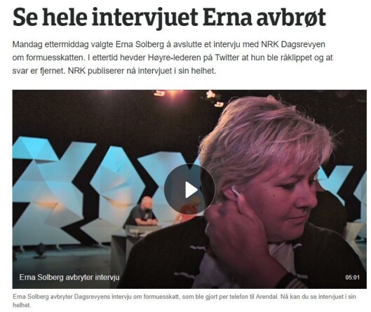 Faksimile fra NRK.no Faksimile fra NRK.no