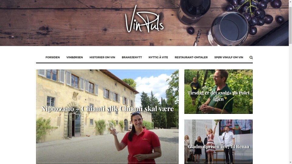 Skjermdump fra Vinpuls.no Skjermdump fra Vinpuls.no