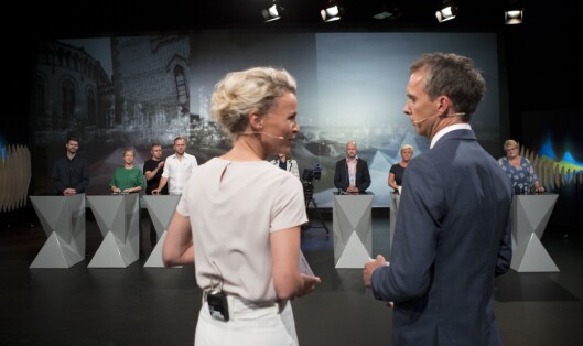 Programleder Ingunn Solheim og Jarle Roheim Håkonsen ledet partilederdebatten i går. Programleder Ingunn Solheim og Jarle Roheim Håkonsen ledet partilederdebatten i går.