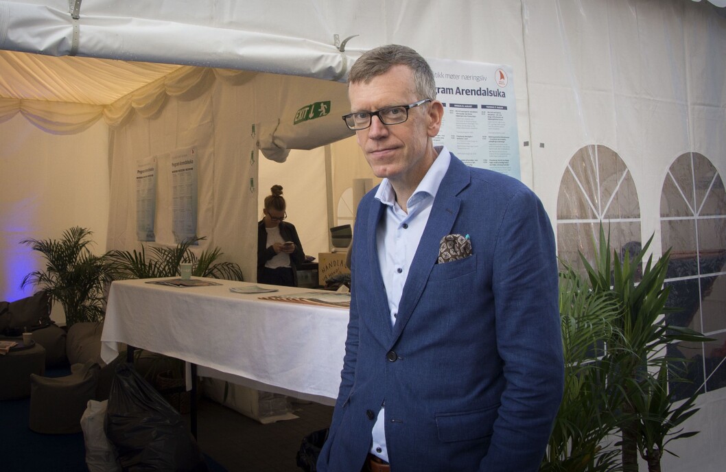 Kjetil B. Alstadheim foran DN-teltet onsdag formiddag. Kjetil B. Alstadheim foran DN-teltet onsdag formiddag.