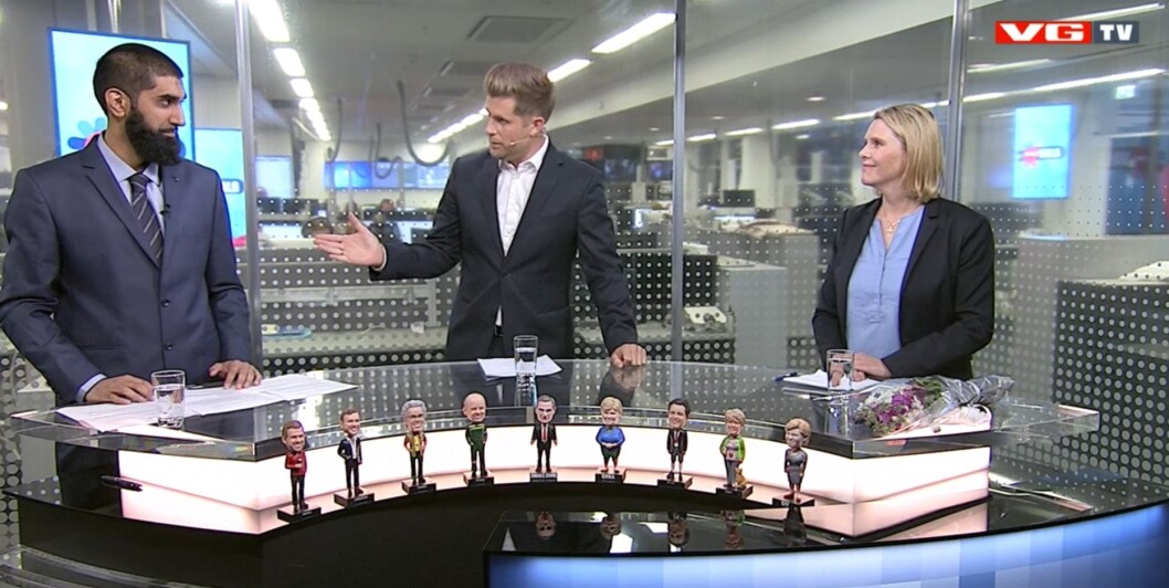 Fra gårsdagens debatt på VGTV mellom Fahad Qureshi og Sylvi Listhaug - ledet av programleder Mads A. Andersen. Fra gårsdagens debatt på VGTV mellom Fahad Qureshi og Sylvi Listhaug - ledet av programleder Mads A. Andersen.
