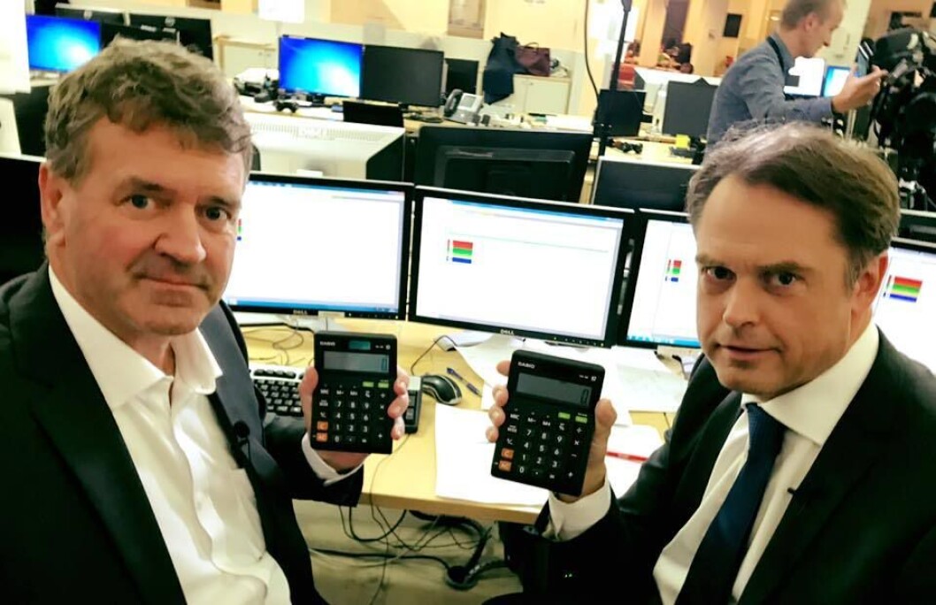 TALLKNUSERNE PÅ TV 2: Analytiker (og postmann) Terje Sørensen og journalist Kjetil Løset er kjent for å treffe presist. De fikk også god hjelp av landets mest treffsikre meningsmålingsinstitutt. TALLKNUSERNE PÅ TV 2: Analytiker (og postmann) Terje Sørensen og journalist Kjetil Løset er kjent for å treffe presist. De fikk også god hjelp av landets mest treffsikre meningsmålingsinstitutt.