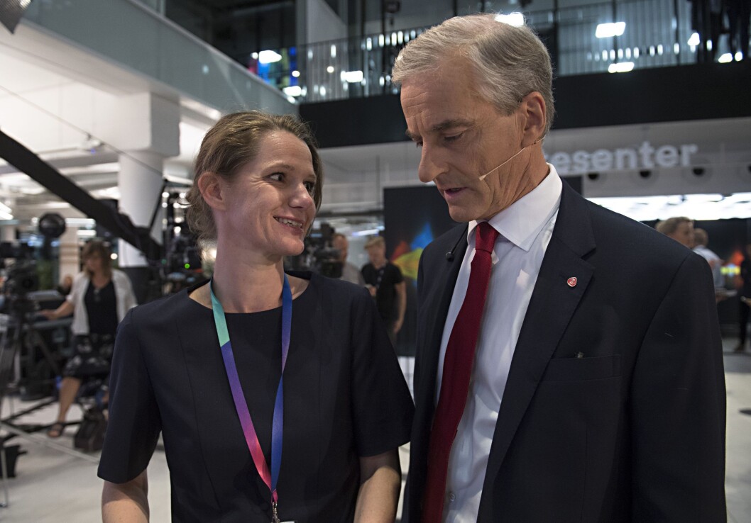 Camilla Ryste og Jonas Gahr Støre før NRKs partilederdebatt i Bergen høsten 2017. Camilla Ryste og Jonas Gahr Støre før NRKs partilederdebatt i Bergen høsten 2017.