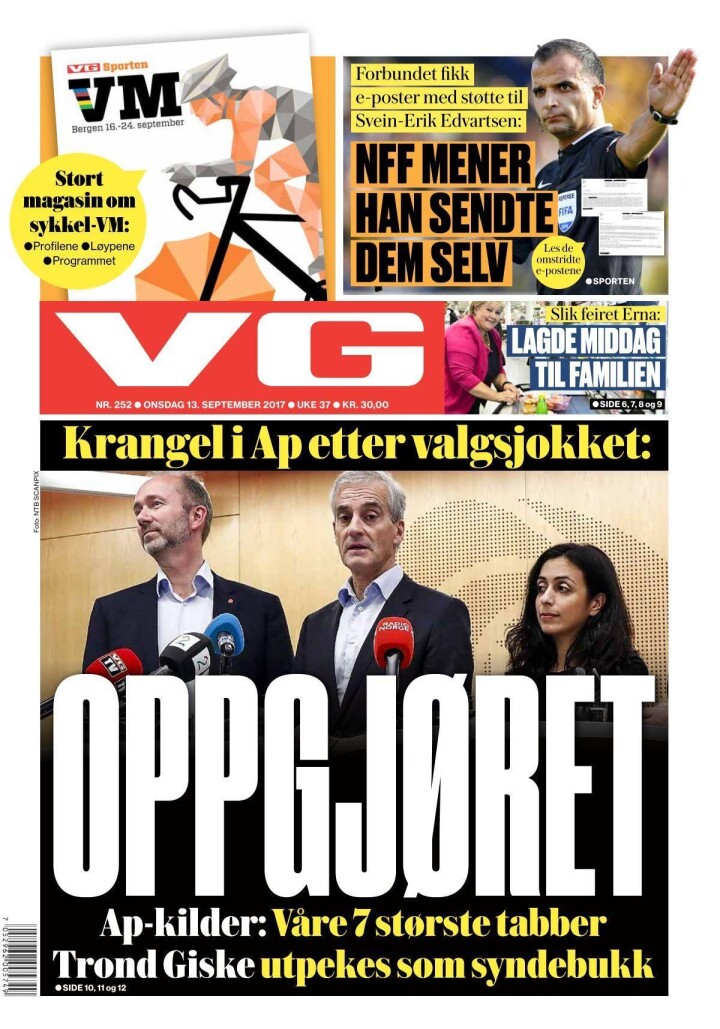 VGs forside onsdag.