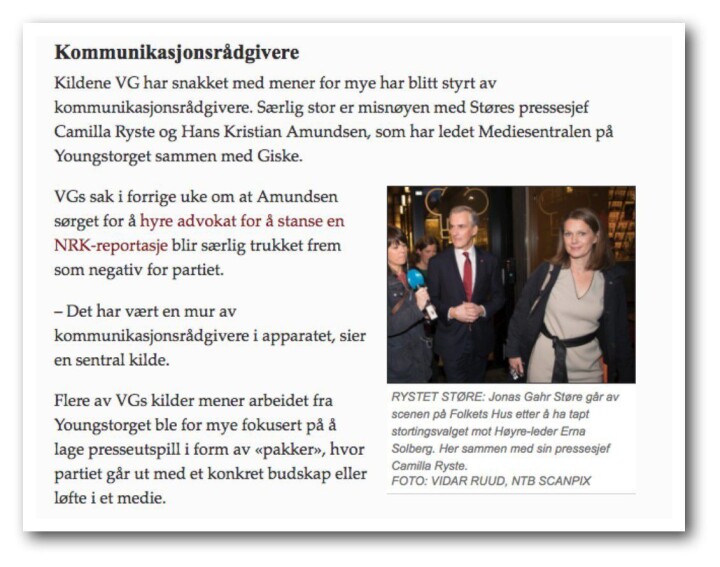 Fra dagens VG-sak om Ap-uro.