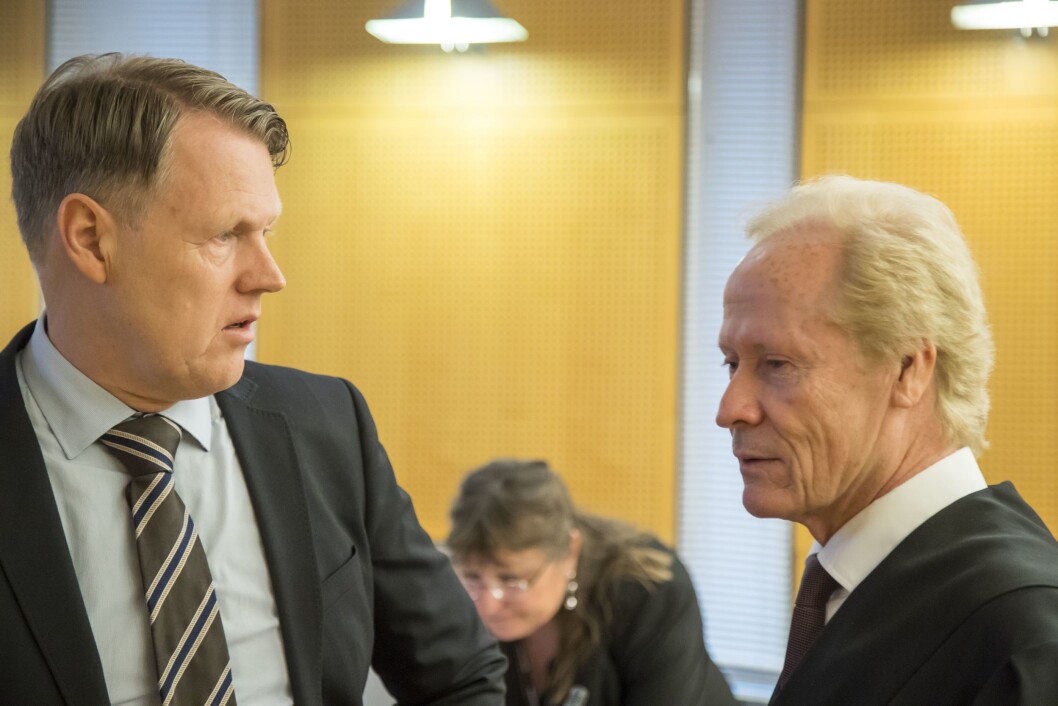 Hjernekirurg Per Kristian Eide og hans tidligere advokat Per Danielsen i Oslo tingrett. Hjernekirurg Per Kristian Eide og hans tidligere advokat Per Danielsen i Oslo tingrett.