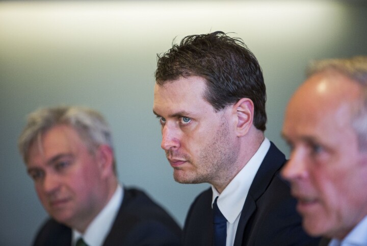 Helge Andre Njåstad (Frp) sammen med André N. Skjelstad fra Venstre (t.v) og kommunalminister Jan Tore Sanner (H) under en presentasjon tidligere i år. Helge Andre Njåstad (Frp) sammen med André N. Skjelstad fra Venstre (t.v) og kommunalminister Jan Tore Sanner (H) under en presentasjon tidligere i år.