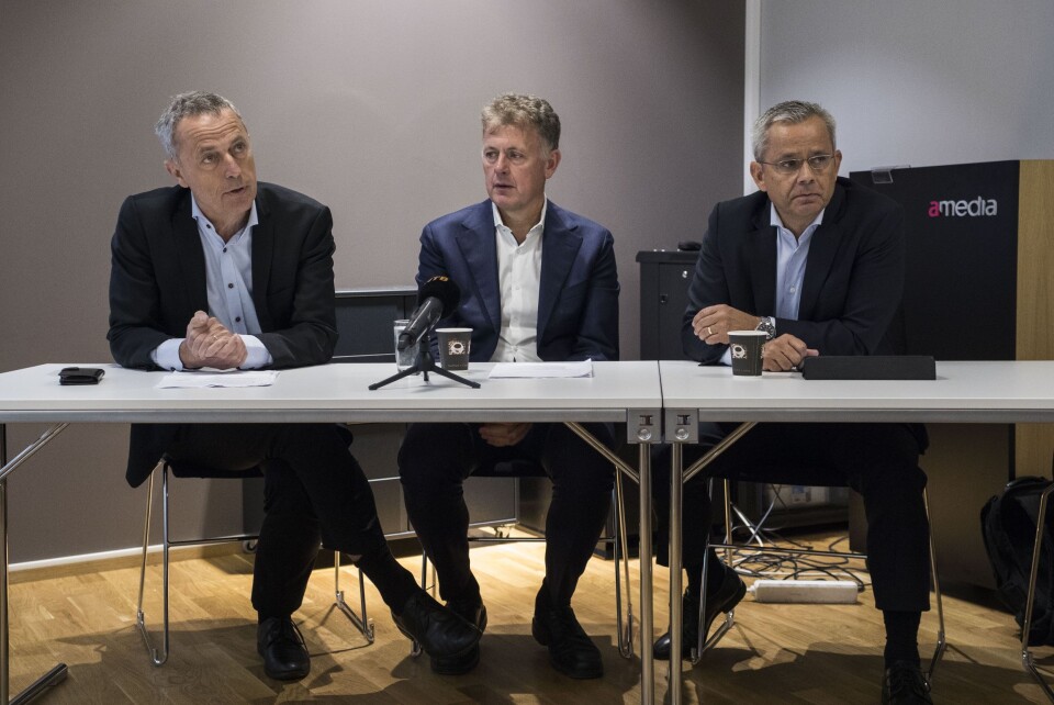 Konserndirektør Are Stokstad i Amedia, sjefredaktør Gunnar Stavrum i Nettavisen og administrerende direktør Espen Asheim i Egmont Publishing. Konserndirektør Are Stokstad i Amedia, sjefredaktør Gunnar Stavrum i Nettavisen og administrerende direktør Espen Asheim i Egmont Publishing.