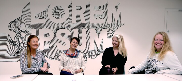 De nye stemmene fikk coaching og prepping fra to erfarne stemmer. Fra venstre: Annete Johnsrud Rasmussen, Christine Calvert, Maren Aas Nakken og Tone Helene Angsund.
