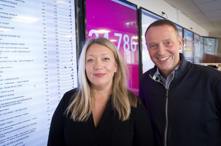 Nyhetsredaktør Vibeke Madsen og sjefredaktør Jan-Eirik Hanssen i Avisa Nordland i Bodø.