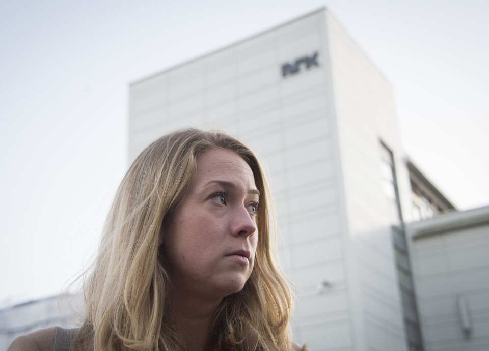 Ragnhild Ås Harbo utenfor sin nåværende arbeidsgivers hovedkvarter på Marienlyst. Hun jobbet ikke i NRK da hendelsen skjedde. Ragnhild Ås Harbo utenfor sin nåværende arbeidsgivers hovedkvarter på Marienlyst. Hun jobbet ikke i NRK da hendelsen skjedde.