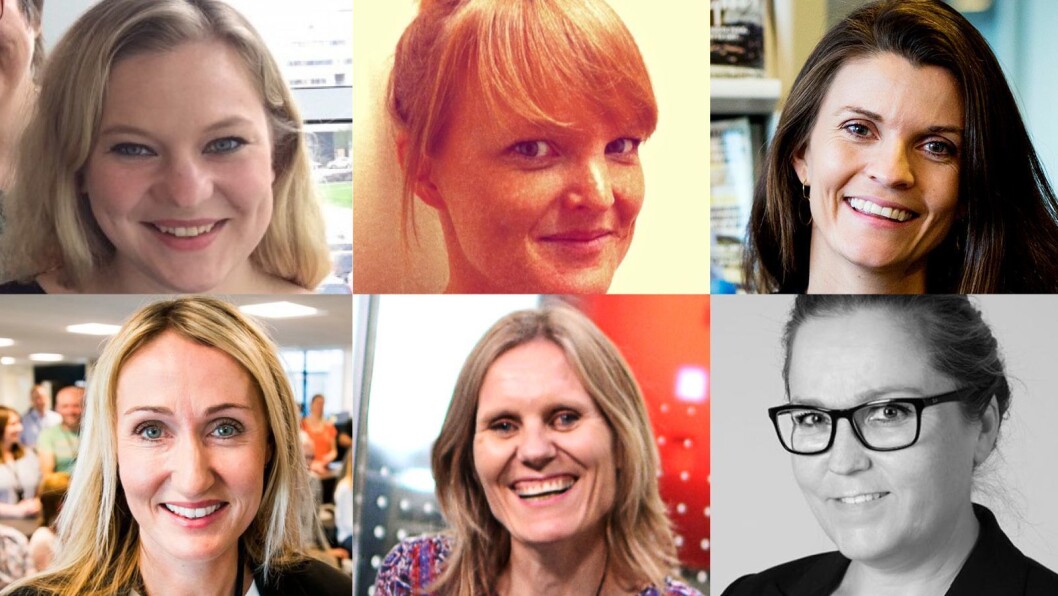 Øverst, fra venstre: Ida Anna Haugen, Jorun Berntsen, Madeleine Strand. Under, fra venstre: Kirsti Husby, Helje Solberg, Bente Klemetsdal. Øverst, fra venstre: Ida Anna Haugen, Jorun Berntsen, Madeleine Strand. Under, fra venstre: Kirsti Husby, Helje Solberg, Bente Klemetsdal.