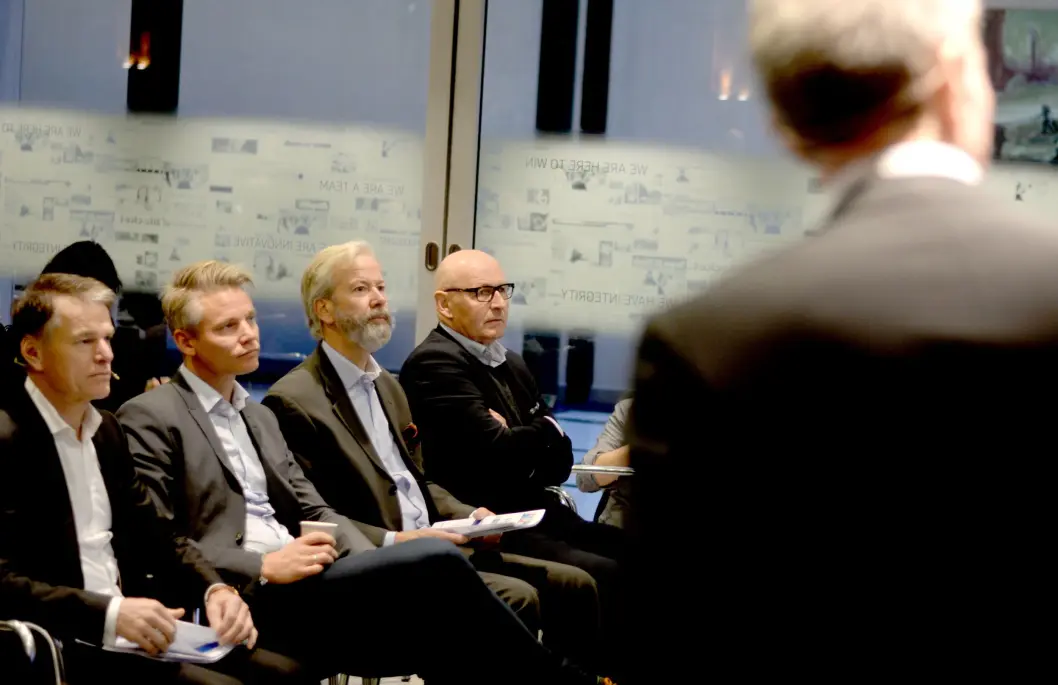 Fra venstre: Finansdirektør Trond Berger, markedsplassdirektør Sondre Gravir, styreleder Ole Jacob Sunde og avtroppende Schibsted Norge-sjef Didrik Munch. Fra venstre: Finansdirektør Trond Berger, markedsplassdirektør Sondre Gravir, styreleder Ole Jacob Sunde og avtroppende Schibsted Norge-sjef Didrik Munch.