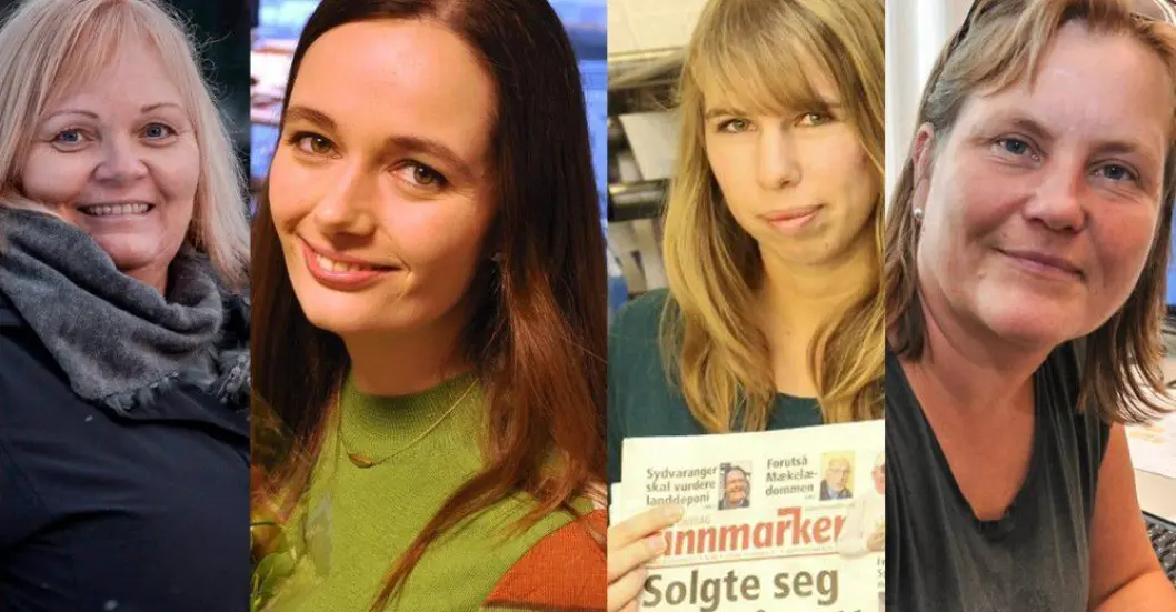 Fire nordnorske redaktørdamer, fra venstre: Marit Ulriksen, Marianne S. Kielland, Anniken Renslo Sandvik og Karin P. Skarby. Fire nordnorske redaktørdamer, fra venstre: Marit Ulriksen, Marianne S. Kielland, Anniken Renslo Sandvik og Karin P. Skarby.