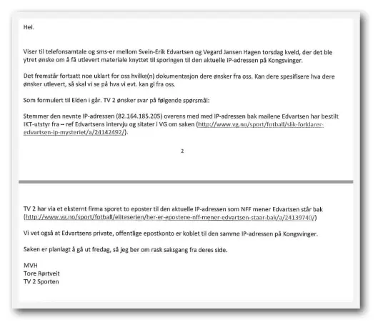 En av TV 2s e-poster til advokat Elden i forkant av publiseringen. En av TV 2s e-poster til advokat Elden i forkant av publiseringen.