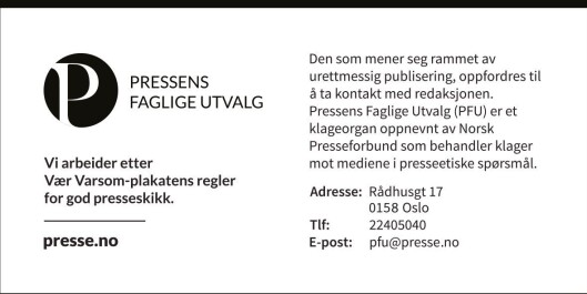 Alle kan si at de følger Vær varsom-plakaten, men bare de som er tilknyttet eller medlem i Norsk Presseforbund kan bruke denne «presselappen». Alle kan si at de følger Vær varsom-plakaten, men bare de som er tilknyttet eller medlem i Norsk Presseforbund kan bruke denne «presselappen».