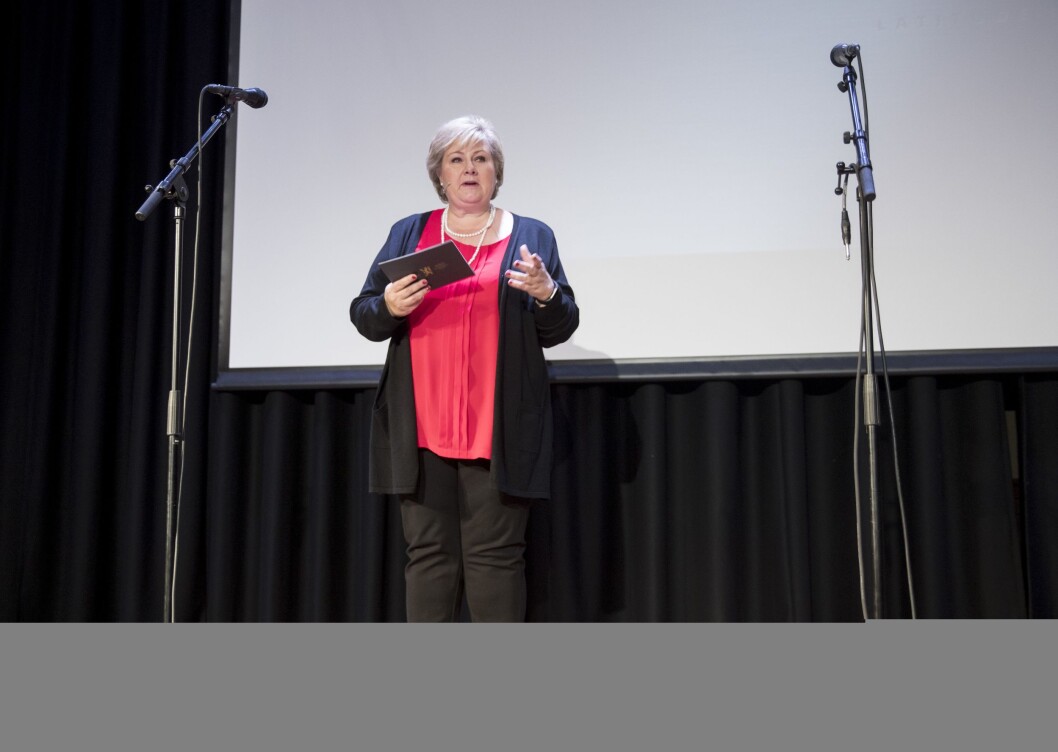 Statsminister Erna Solberg (H) på ombudets årskonferanse 2017. Statsminister Erna Solberg (H) på ombudets årskonferanse 2017.