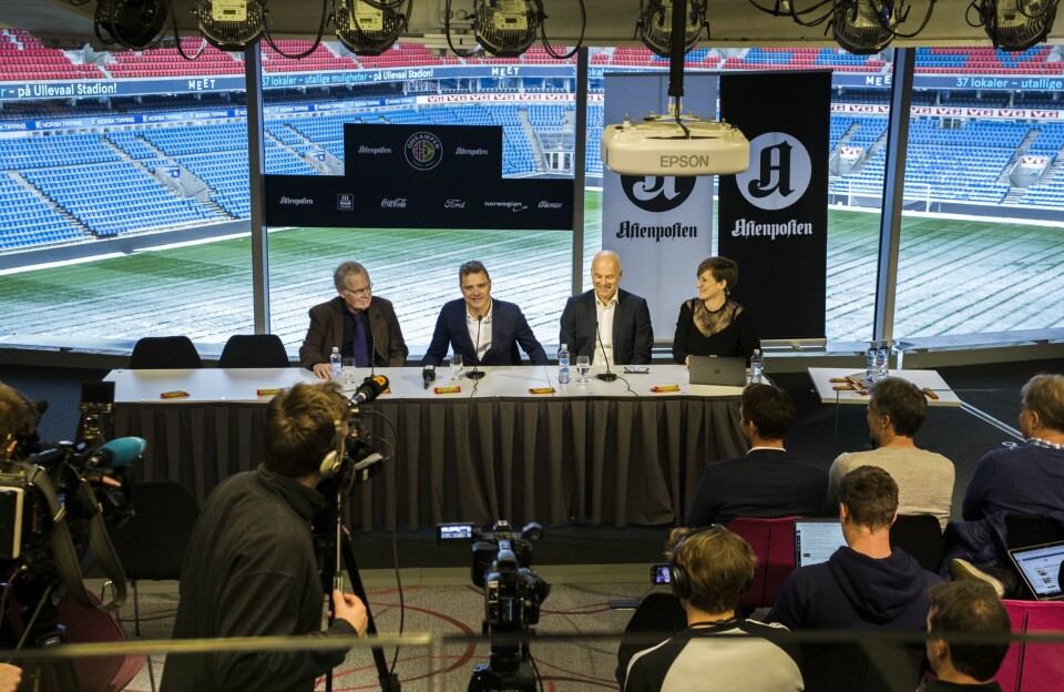 Aftenposten arrangerer omkamp mellom Norge og Brasil i 2018. Her fra pressekonferanse på Ullevål stadion onsdag 29. november.