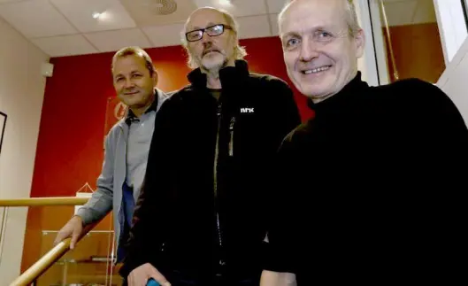 Samboere, fra venstre: Steinulf Henriksen (Folkebladet), Arild Moe (NRK Troms) og Torgeir Bråthen (Nordlys). Samboere, fra venstre: Steinulf Henriksen (Folkebladet), Arild Moe (NRK Troms) og Torgeir Bråthen (Nordlys).