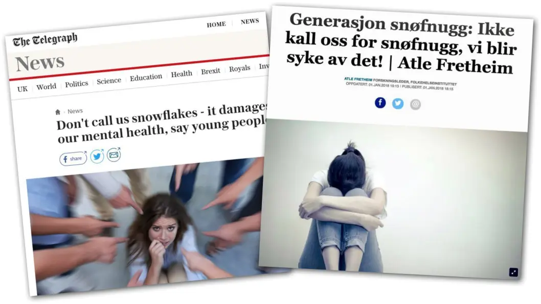 Fra Daily Telegraphs opprinnelige sak, og Aftenpostens spalte til høyre. Fra Daily Telegraphs opprinnelige sak, og Aftenpostens spalte til høyre.