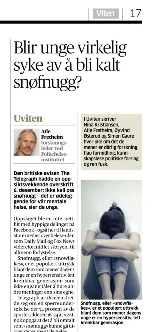 Aftenposten på papir tirsdag. Aftenposten på papir tirsdag.