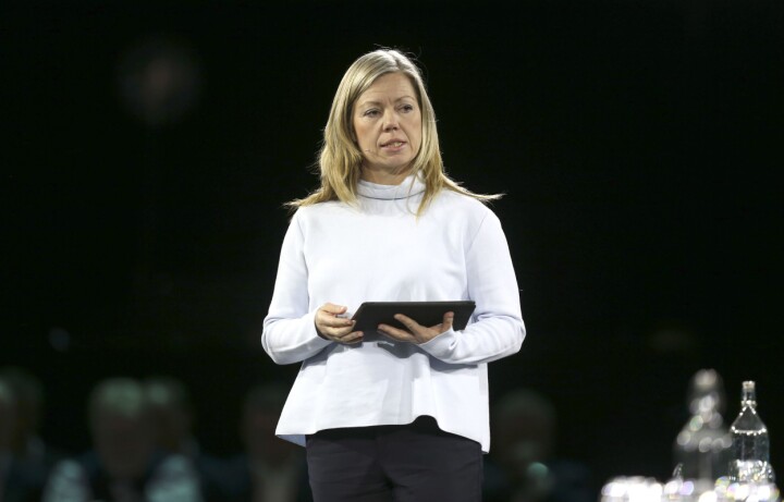 Trine Eilertsen, politisk redaktør i Aftenposten, på NHOs årskonferanse i2017. Foto