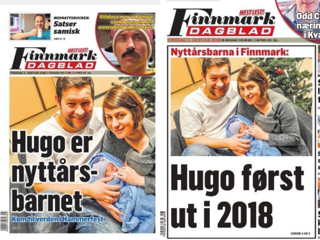 Slik ser oppslaget i Finnmark Dagblad ut - både i 2017 (eller var det 2016?) og i 2018. Slik ser oppslaget i Finnmark Dagblad ut - både i 2017 (eller var det 2016?) og i 2018.