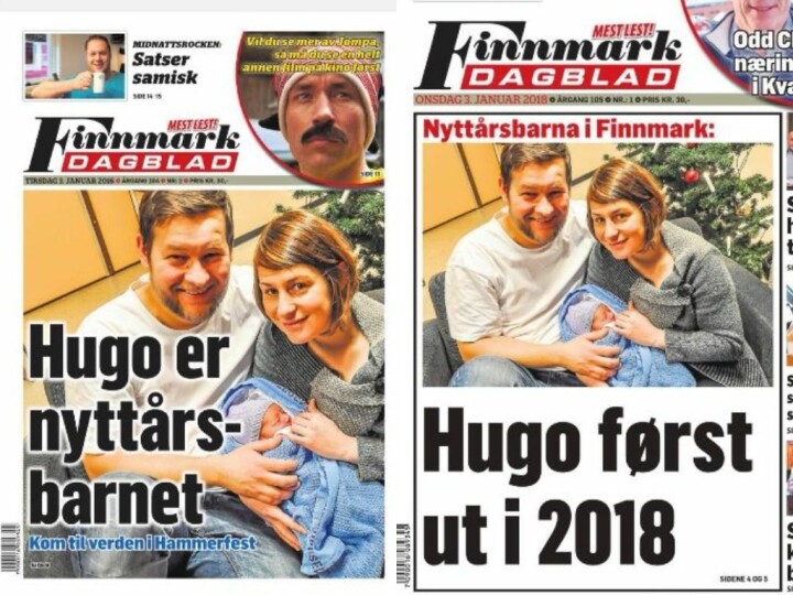 Slik ser oppslaget i Finnmark Dagblad ut - både i 2017 (eller var det 2016?) og i 2018.