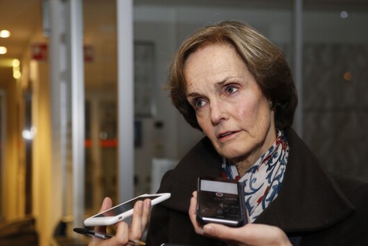 Styreleder Anette Olsen etter et ekstraordinært styremøte i NHST Media Group AS, november 2017. Styreleder Anette Olsen etter et ekstraordinært styremøte i NHST Media Group AS, november 2017.